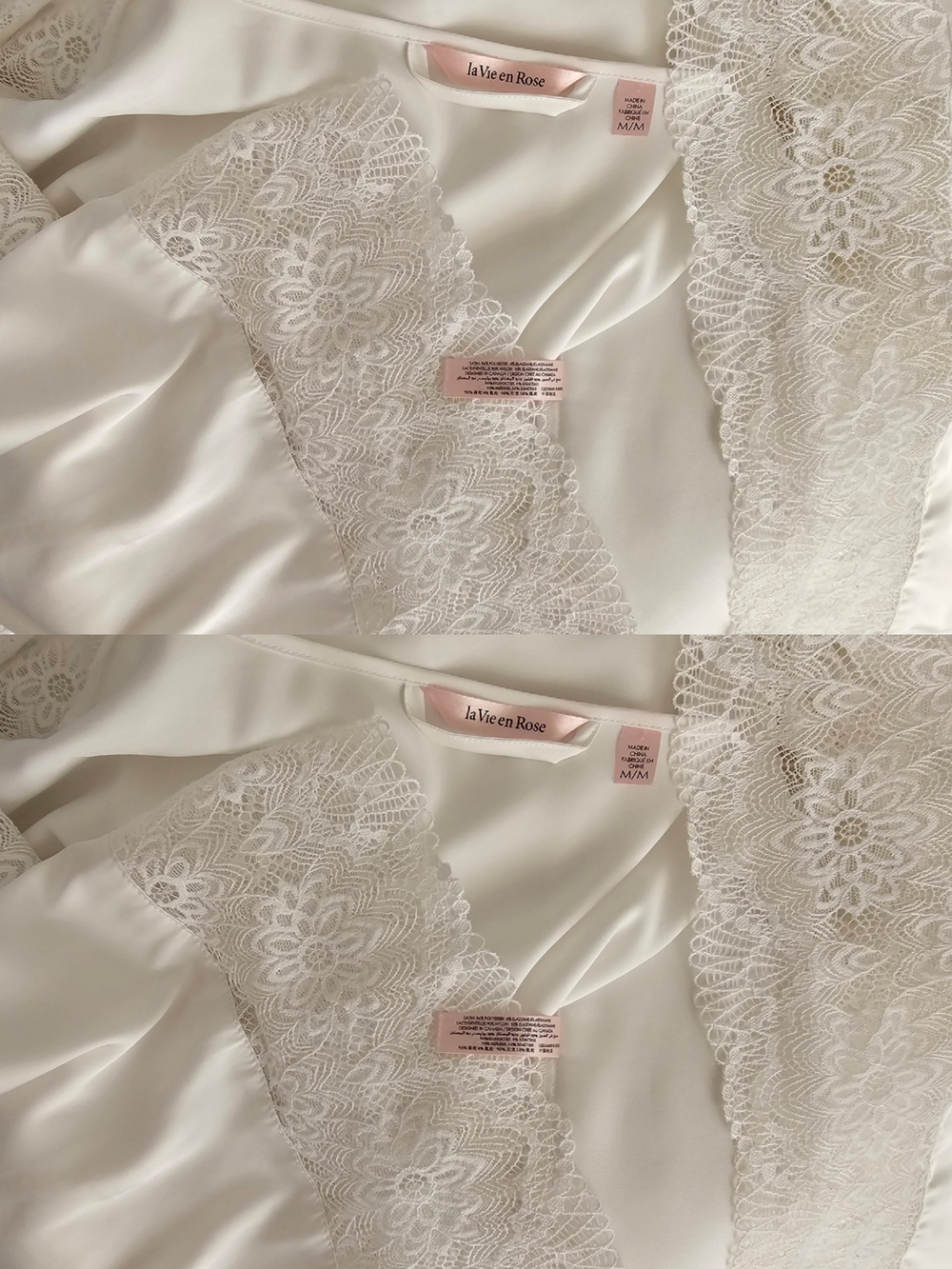 La Vie en Rose White Satin Kimono Robe - Picture 14 of 16